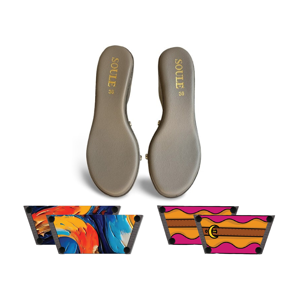 Bold Fluid + Retro Saddle  (1 sole + 2 straps)