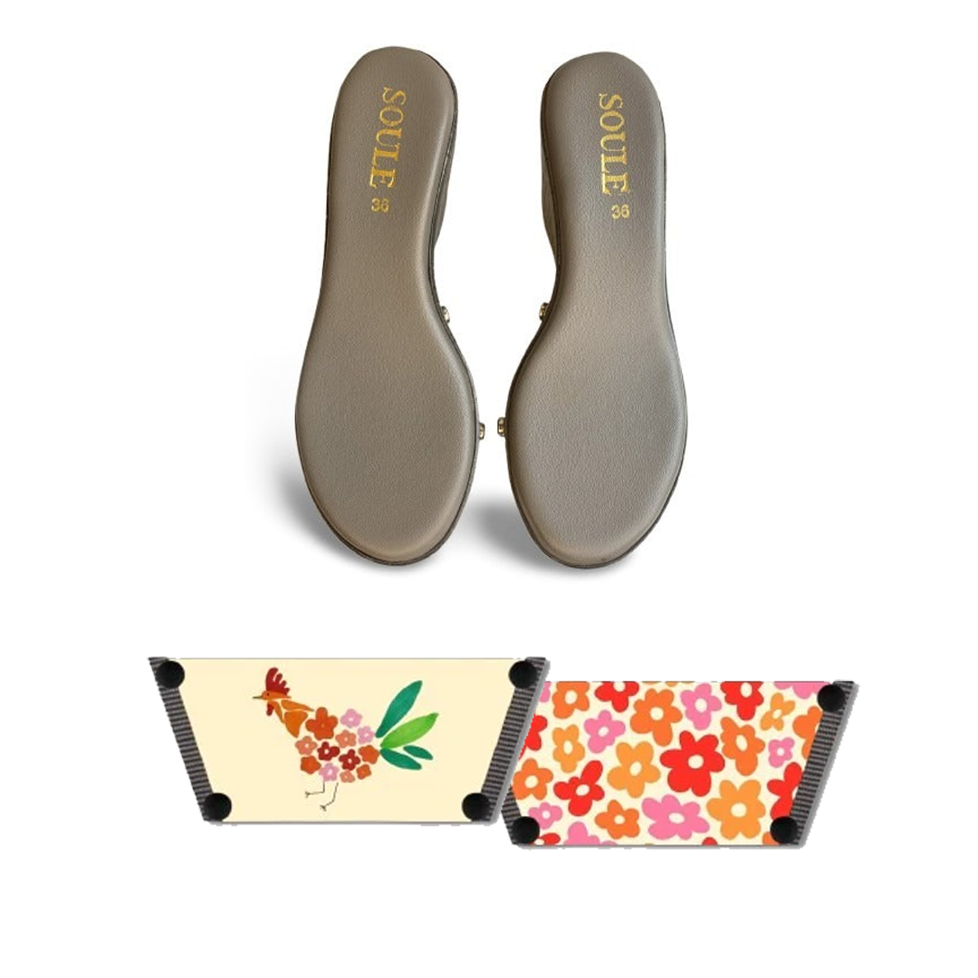 Rooster Floral Women (1 sole + 1 strap)