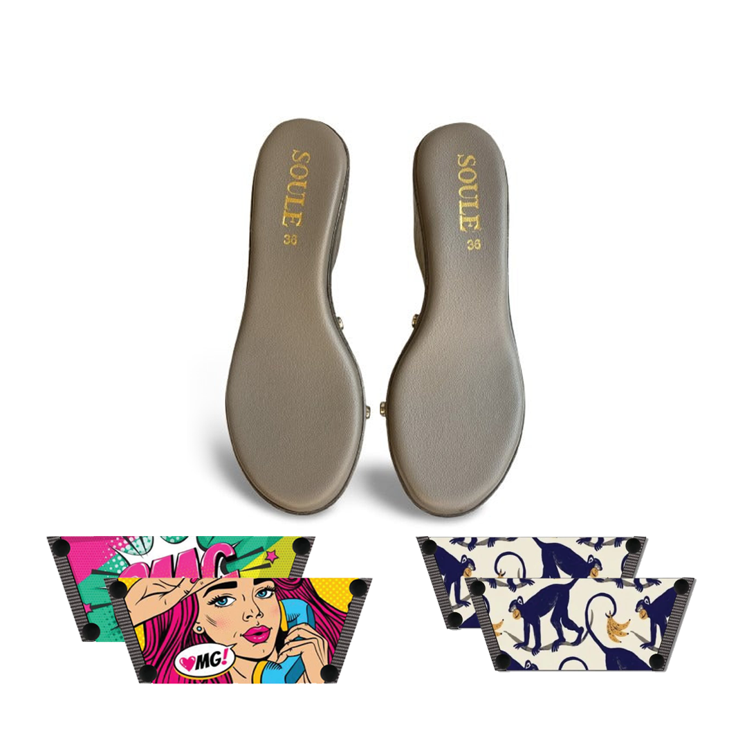 OMG Chic + Playful Primate (1 sole + 2 straps)