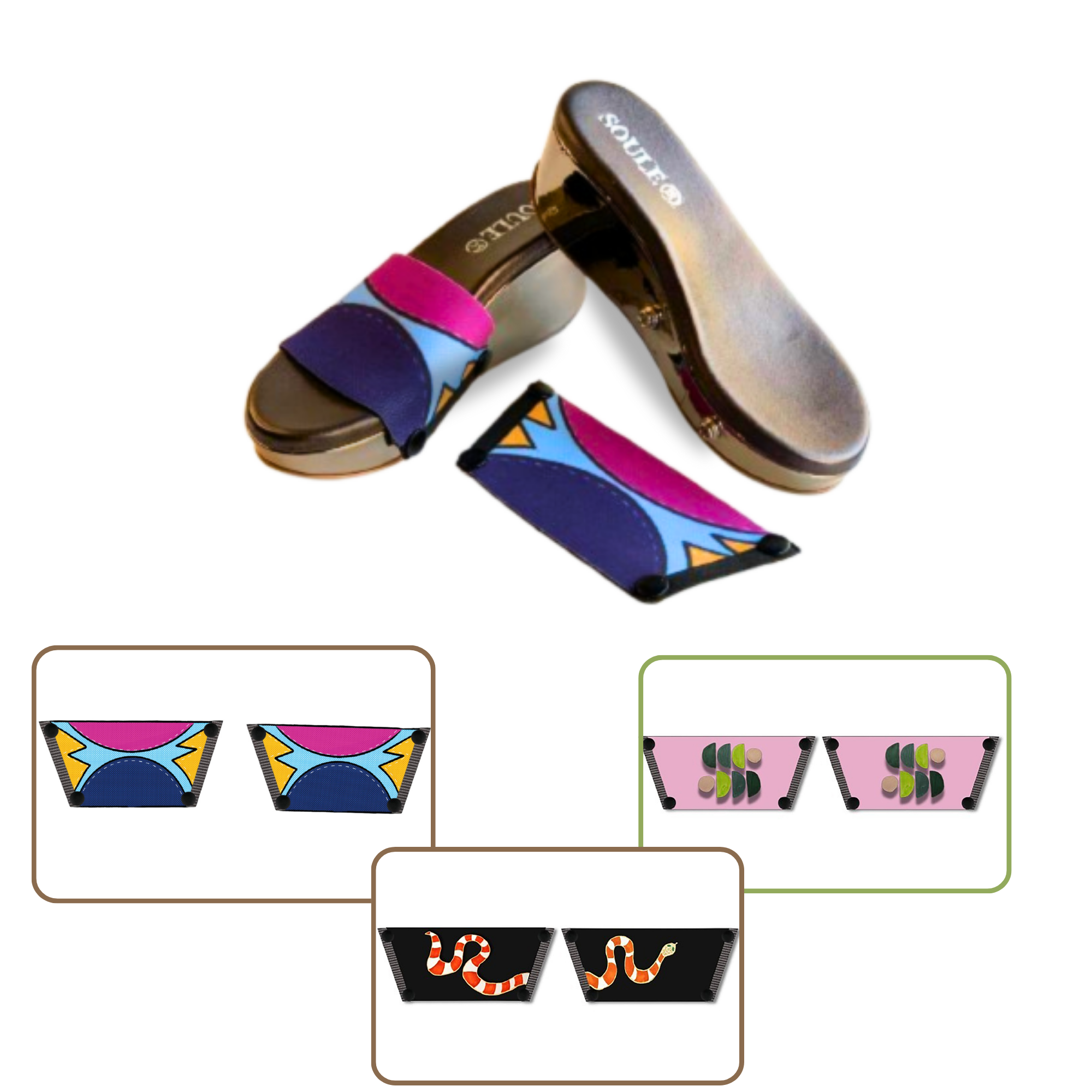 Cosmic Burst + Snake Charm + Serene Interchangeable  (1 sole + 3 straps)