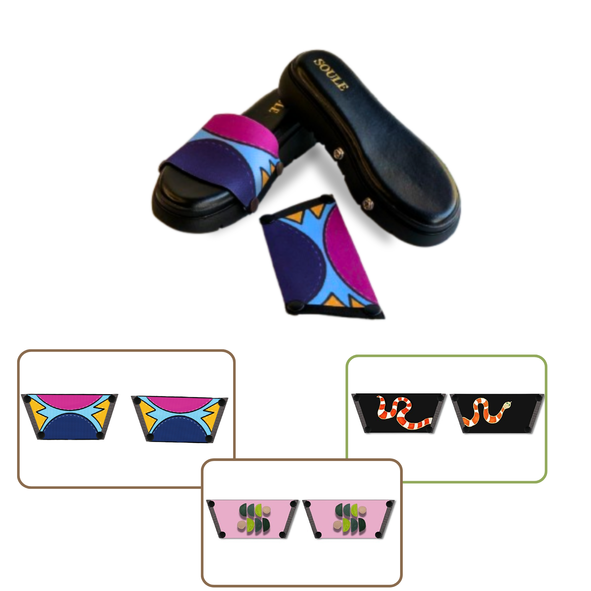 Cosmic Burst + Snake Charm + Serene Interchangeable  (1 sole + 3 straps)