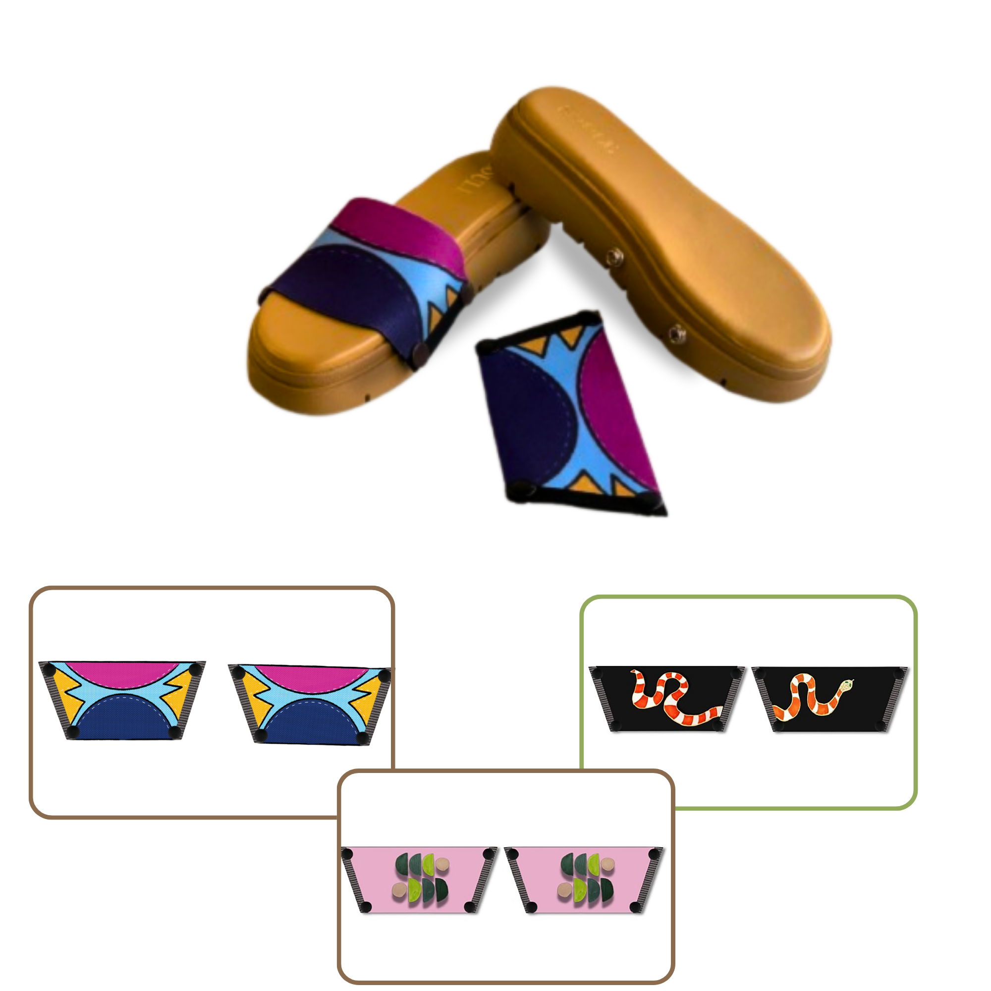 Cosmic Burst + Snake Charm + Serene Interchangeable  (1 sole + 3 straps)