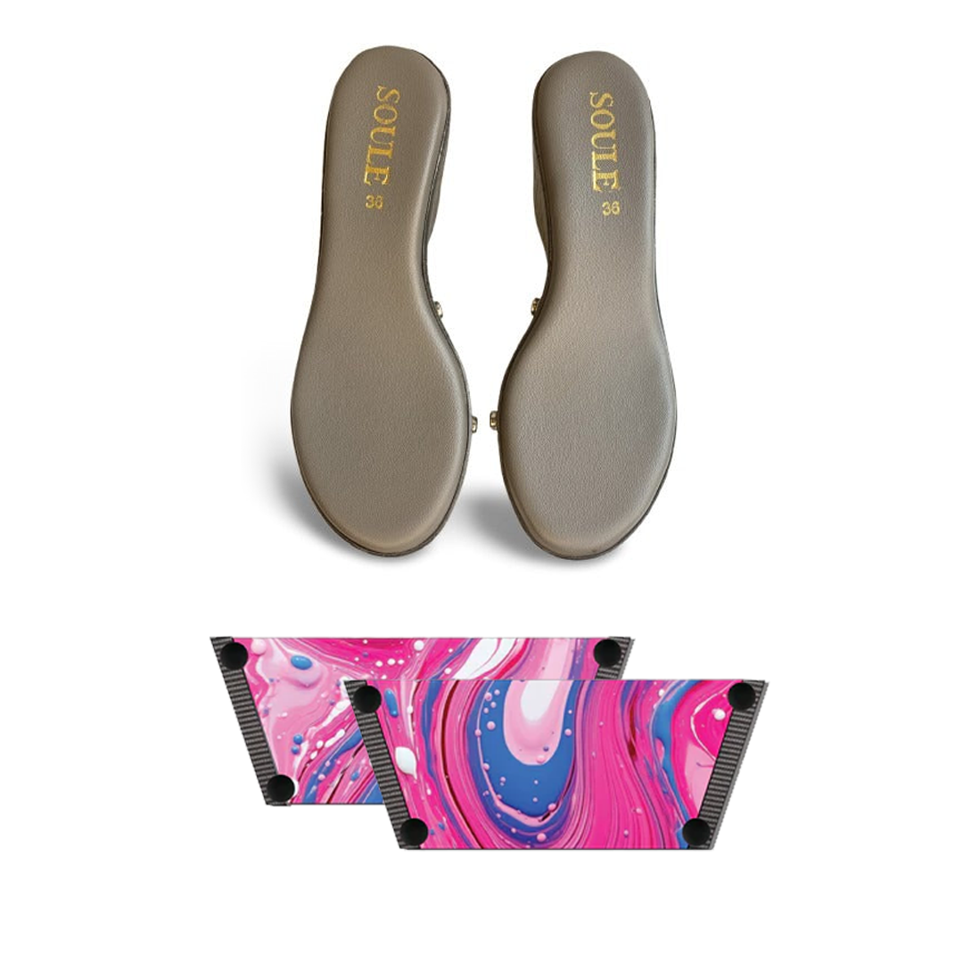 Pink Fluid Art Combo (1 sole + 1 strap)