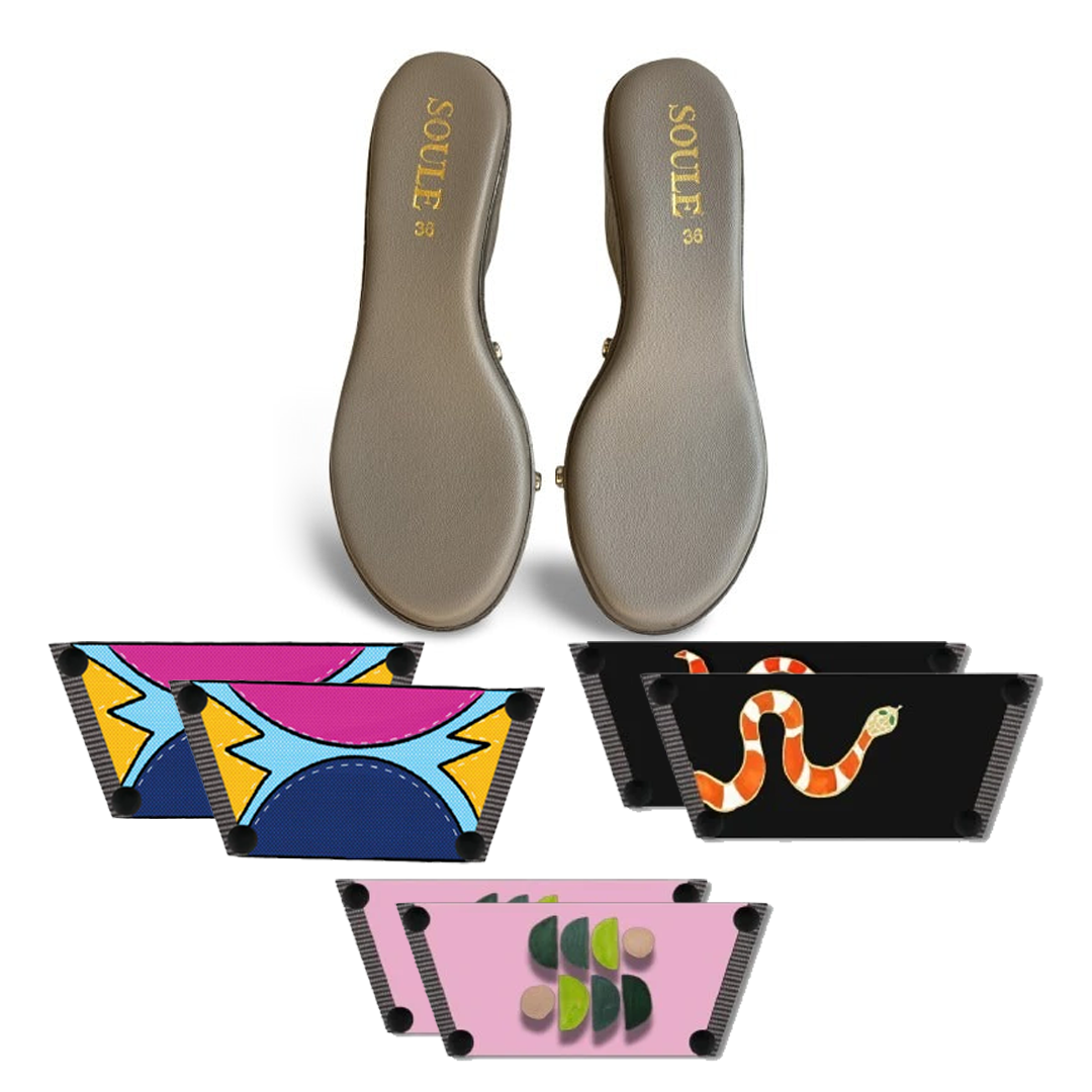 Cosmic Burst + Snake Charm + Serene Interchangeable  (1 sole + 3 straps)