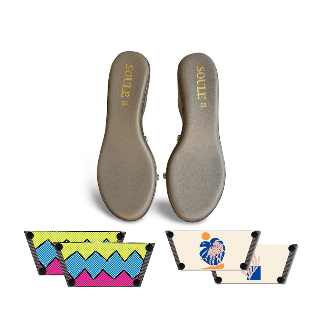 Retro Vibrance + Lush Leaf (1 sole + 2 straps)