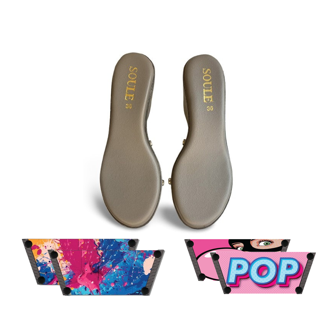 Vibrant Fluid Art + Bubble Pop (1 sole + 2 straps)