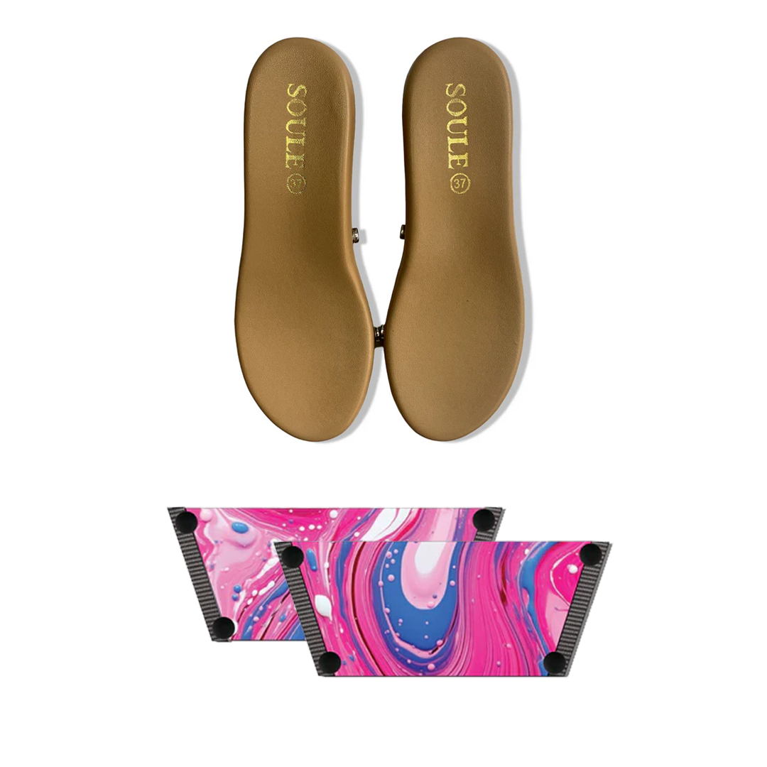 Pink Fluid Art Combo (1 sole + 1 strap)