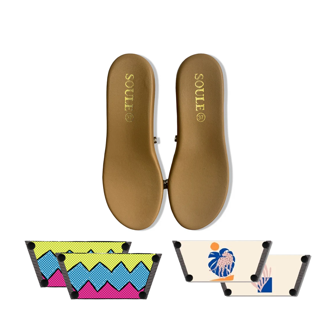 Retro Vibrance + Lush Leaf (1 sole + 2 straps)