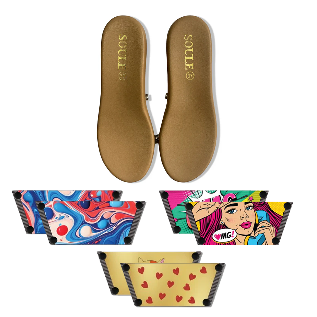 Purr-fectly Adorable + OMG Chic + Playful Fluid Art (1 sole + 3 straps)