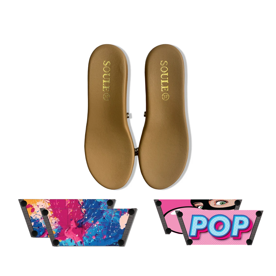 Vibrant Fluid Art + Bubble Pop (1 sole + 2 straps)