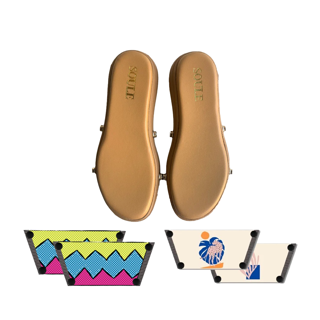 Retro Vibrance + Lush Leaf (1 sole + 2 straps)