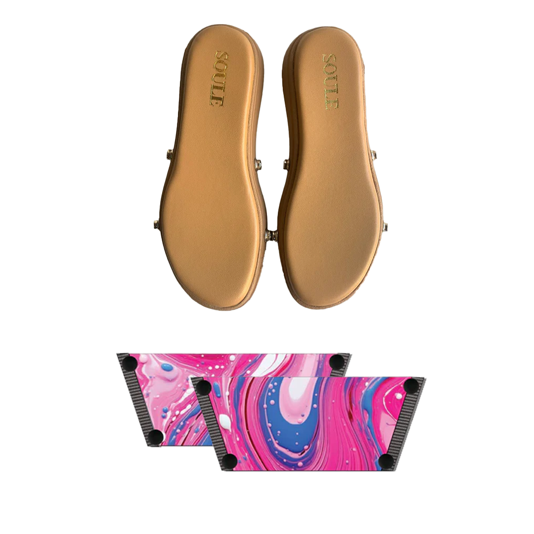 Pink Fluid Art Combo (1 sole + 1 strap)