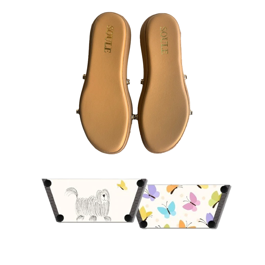 Playful Paws & Butterflies (1 sole + 1 strap)