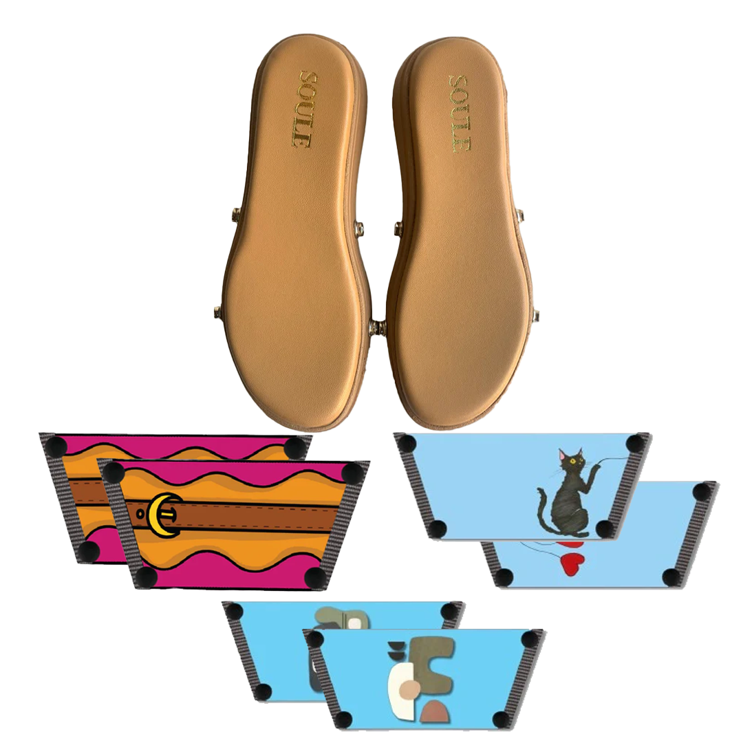 Retro Saddle + Purr fect Cat + Modern Muse (1 sole + 3 straps)