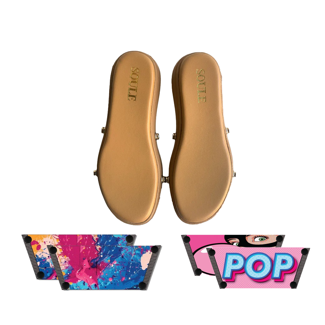 Vibrant Fluid Art + Bubble Pop (1 sole + 2 straps)