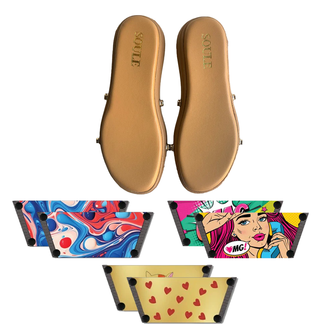 Purr-fectly Adorable + OMG Chic + Playful Fluid Art (1 sole + 3 straps)