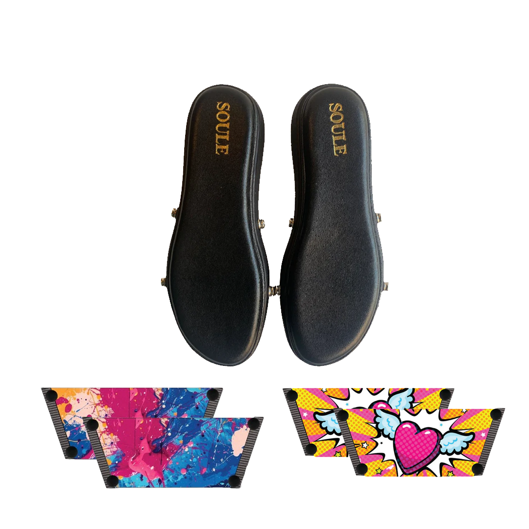 Vibrant Fluid Art + Heart Wings  (1 sole + 2 straps)