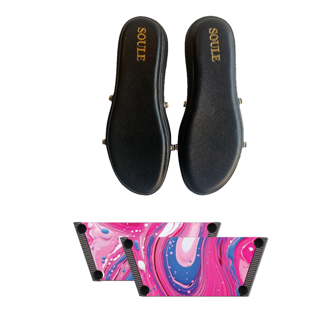Pink Fluid Art Combo (1 sole + 1 strap)
