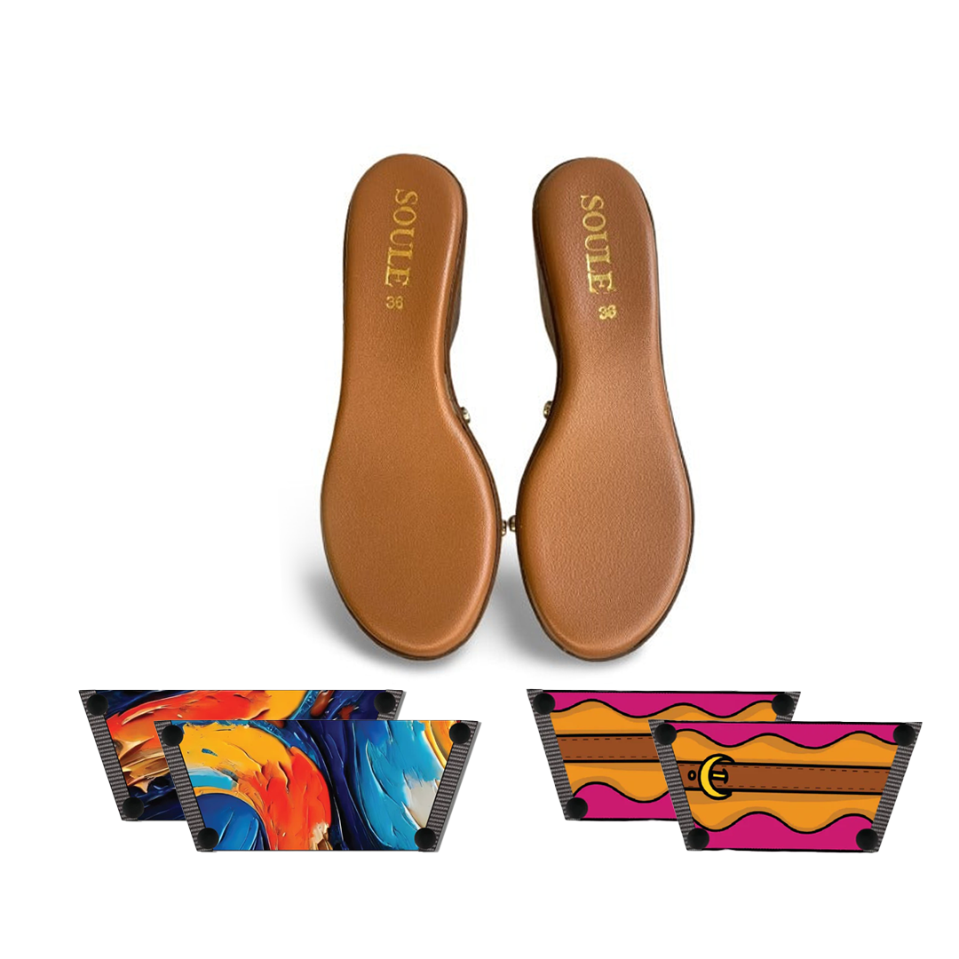 Bold Fluid + Retro Saddle  (1 sole + 2 straps)