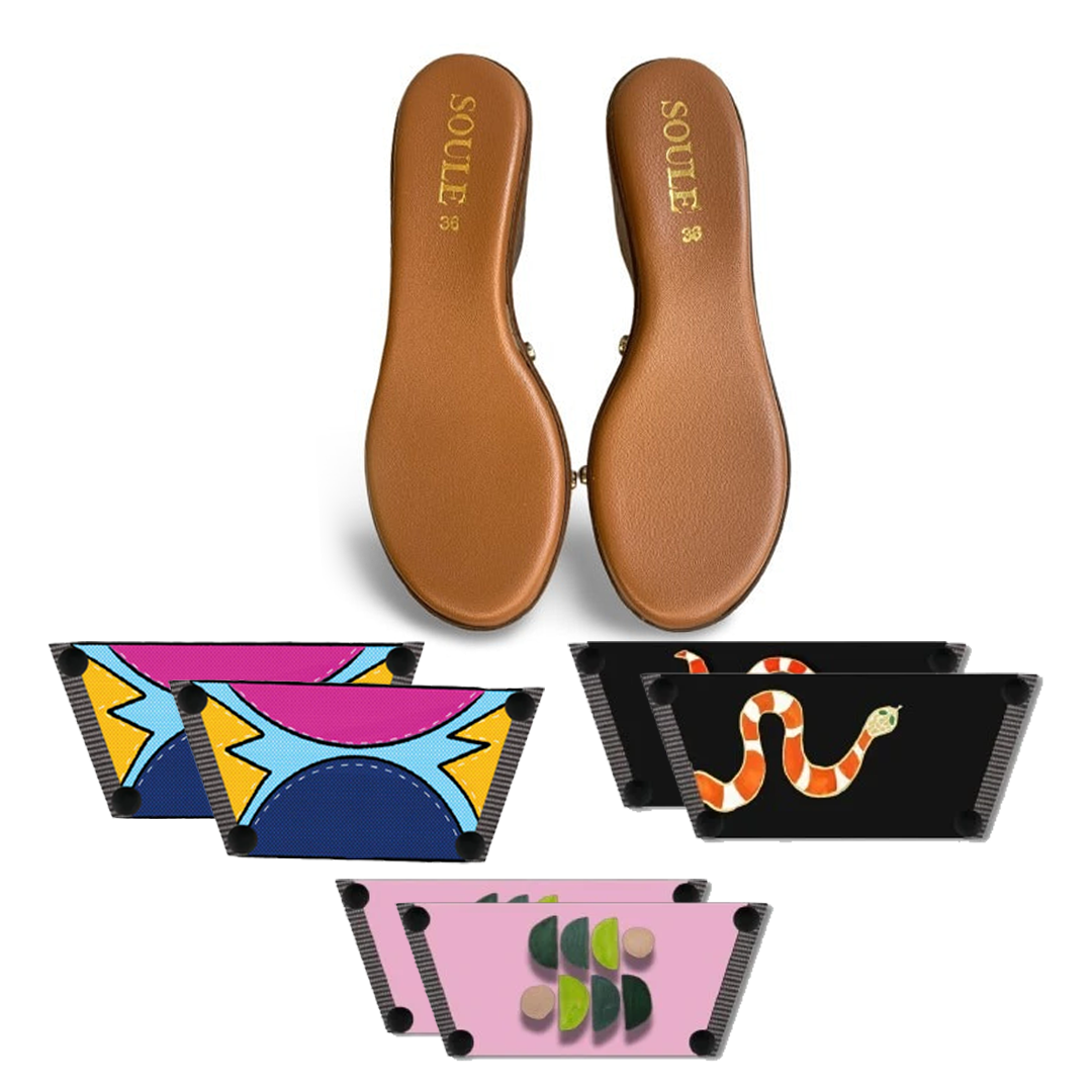 Cosmic Burst + Snake Charm + Serene Interchangeable  (1 sole + 3 straps)