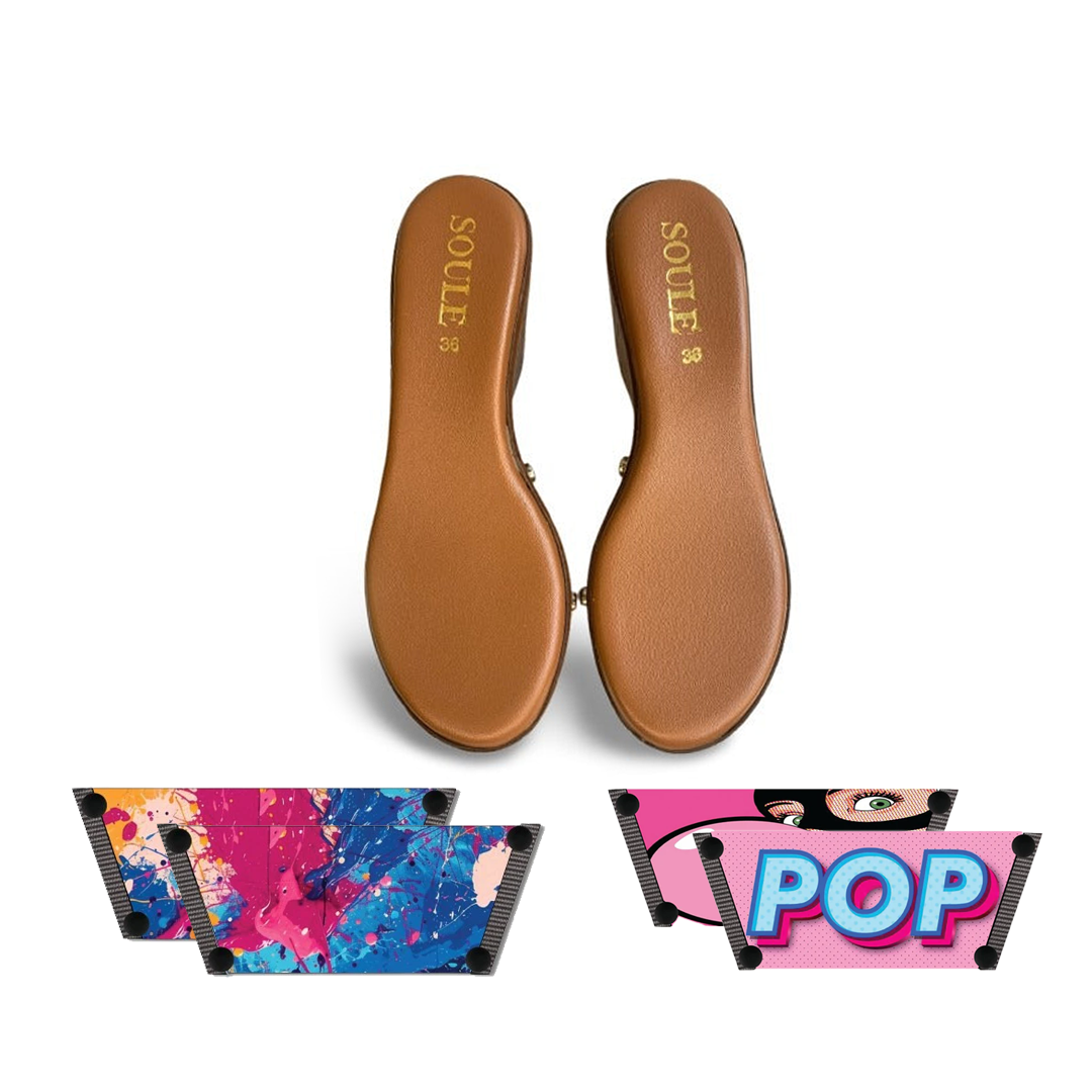 Vibrant Fluid Art + Bubble Pop (1 sole + 2 straps)