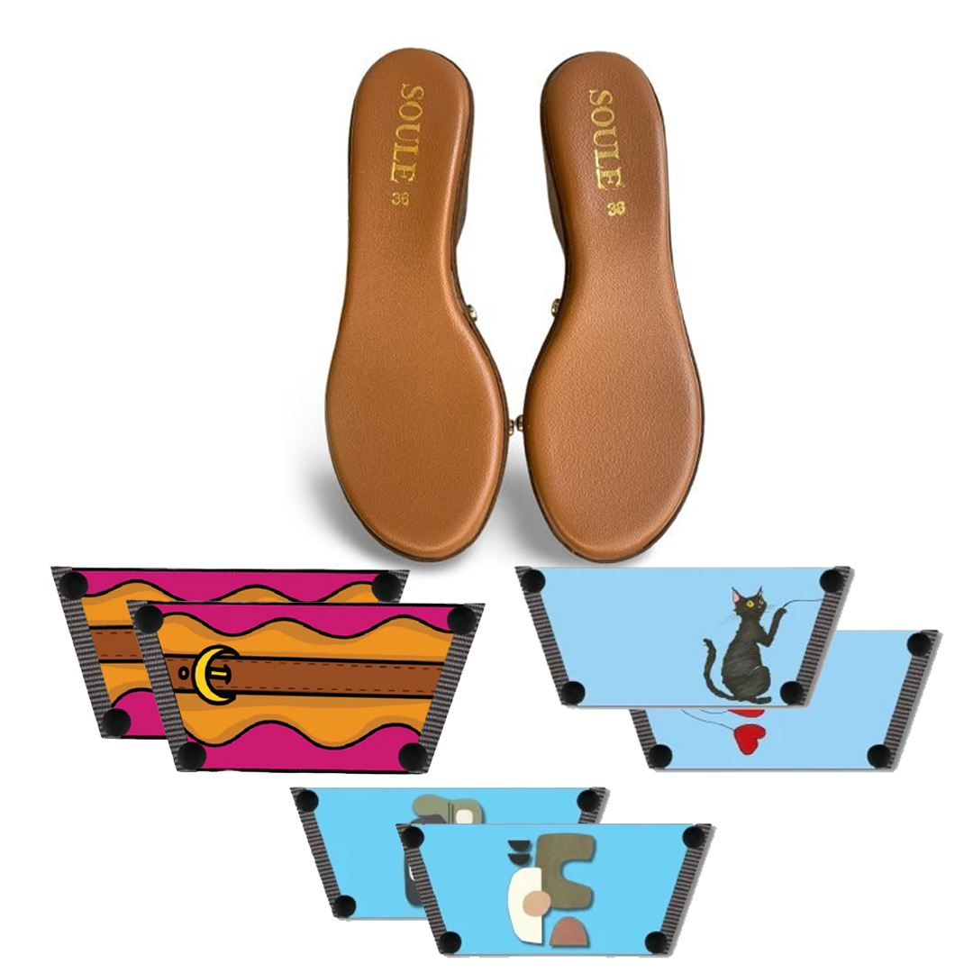 Retro Saddle + Purr fect Cat + Modern Muse (1 sole + 3 straps)