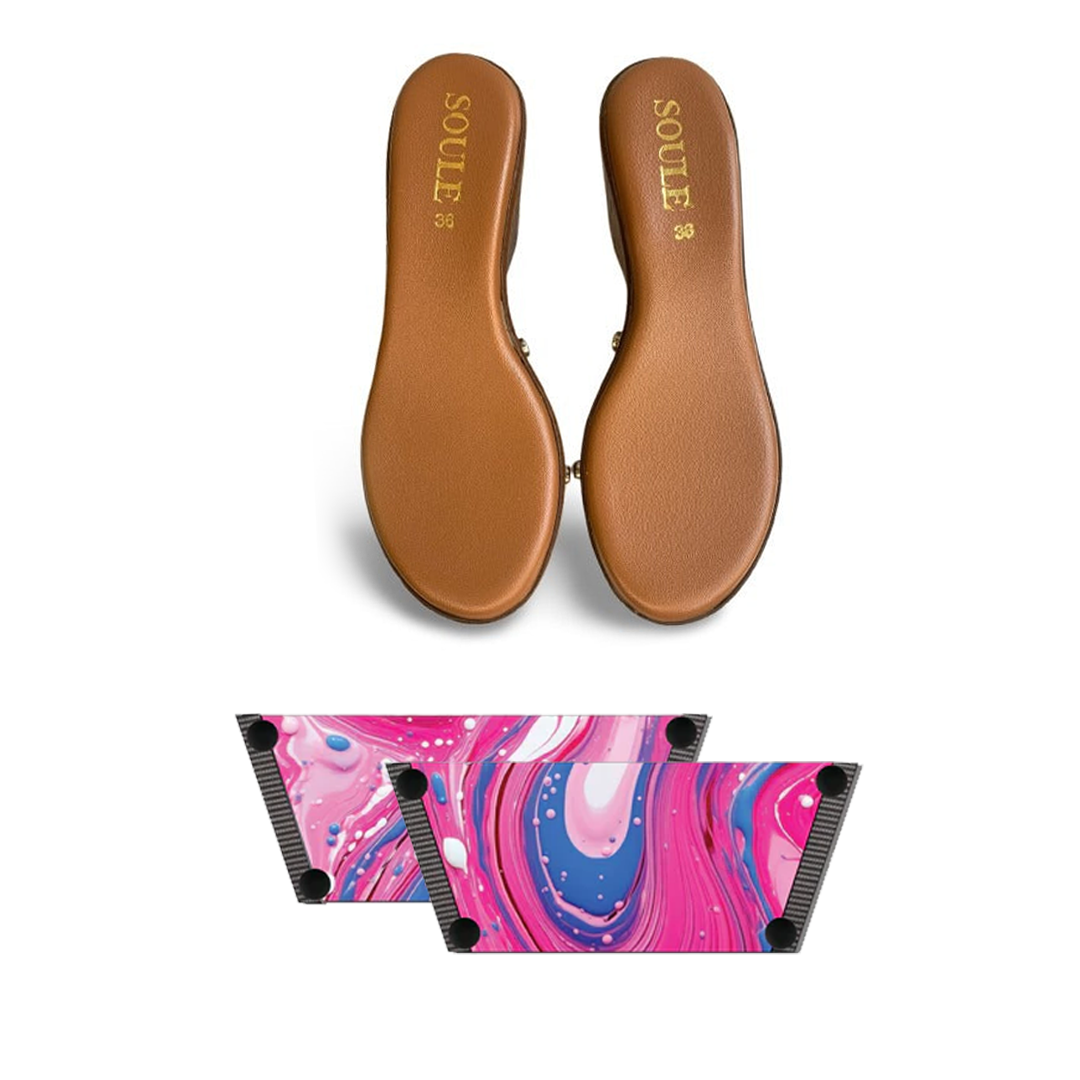 Pink Fluid Art Combo (1 sole + 1 strap)