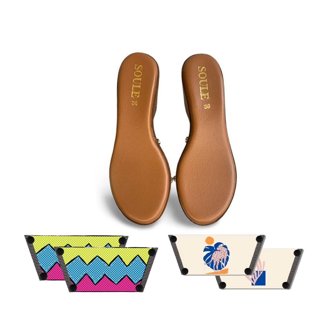 Retro Vibrance + Lush Leaf (1 sole + 2 straps)