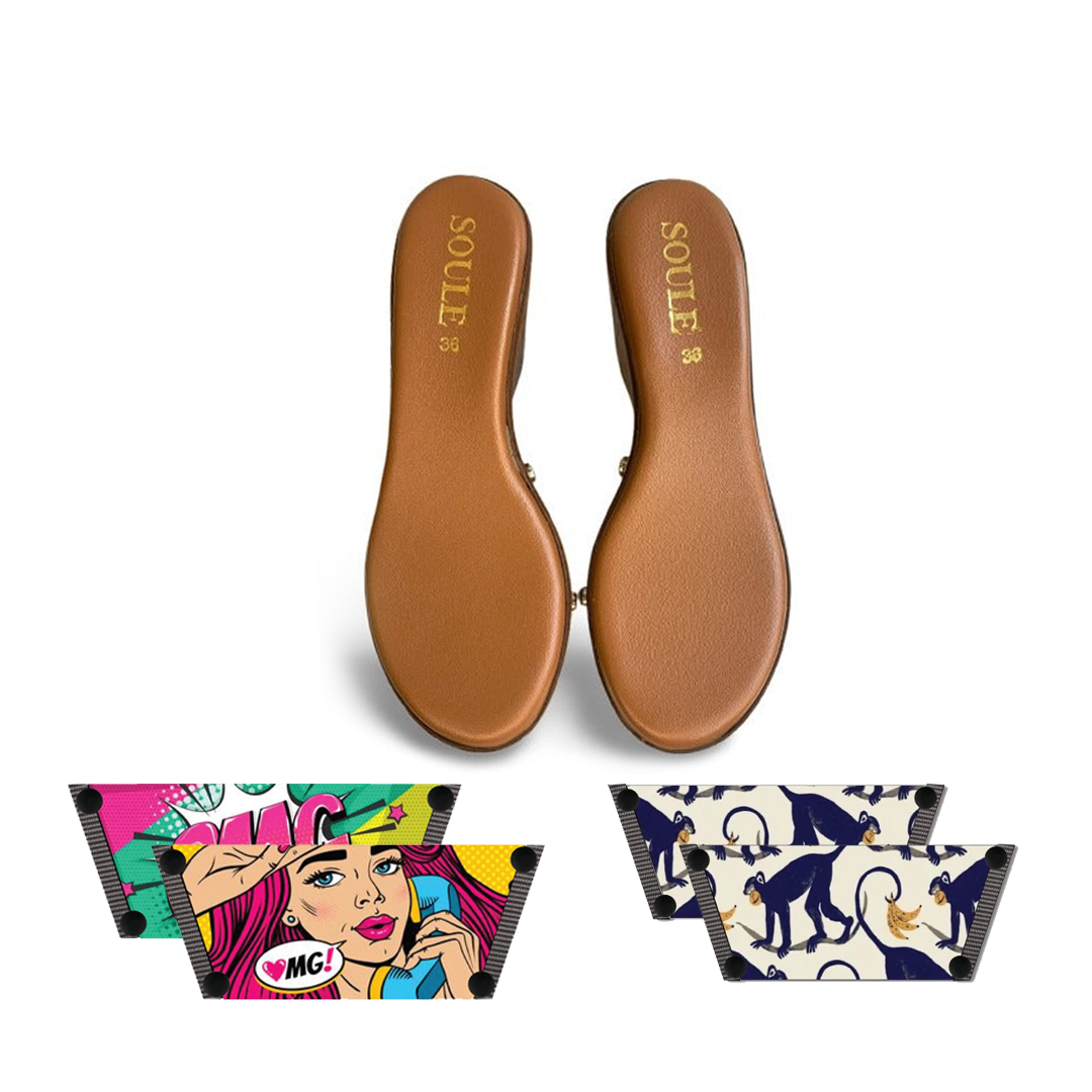 OMG Chic + Playful Primate (1 sole + 2 straps)