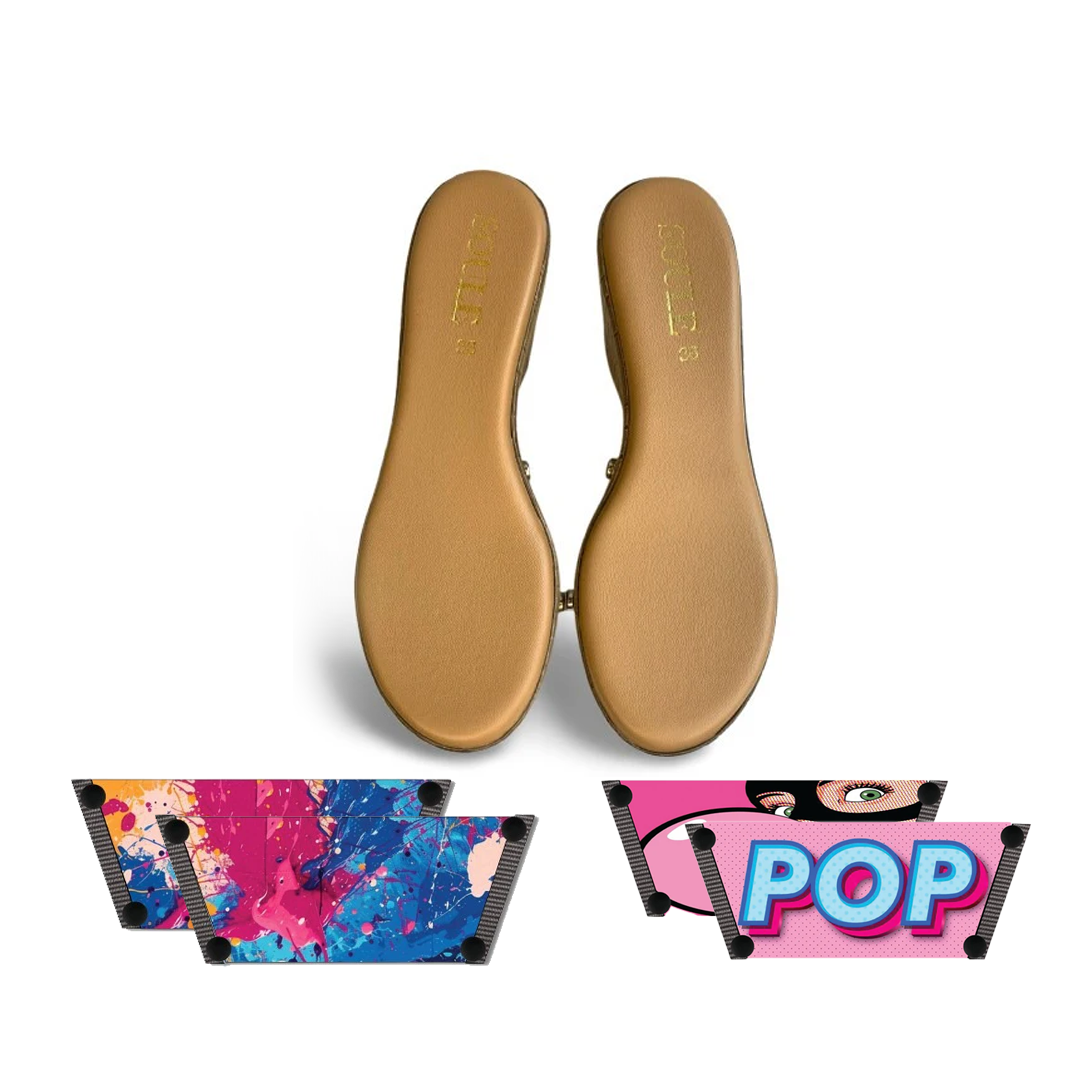 Vibrant Fluid Art + Bubble Pop (1 sole + 2 straps)