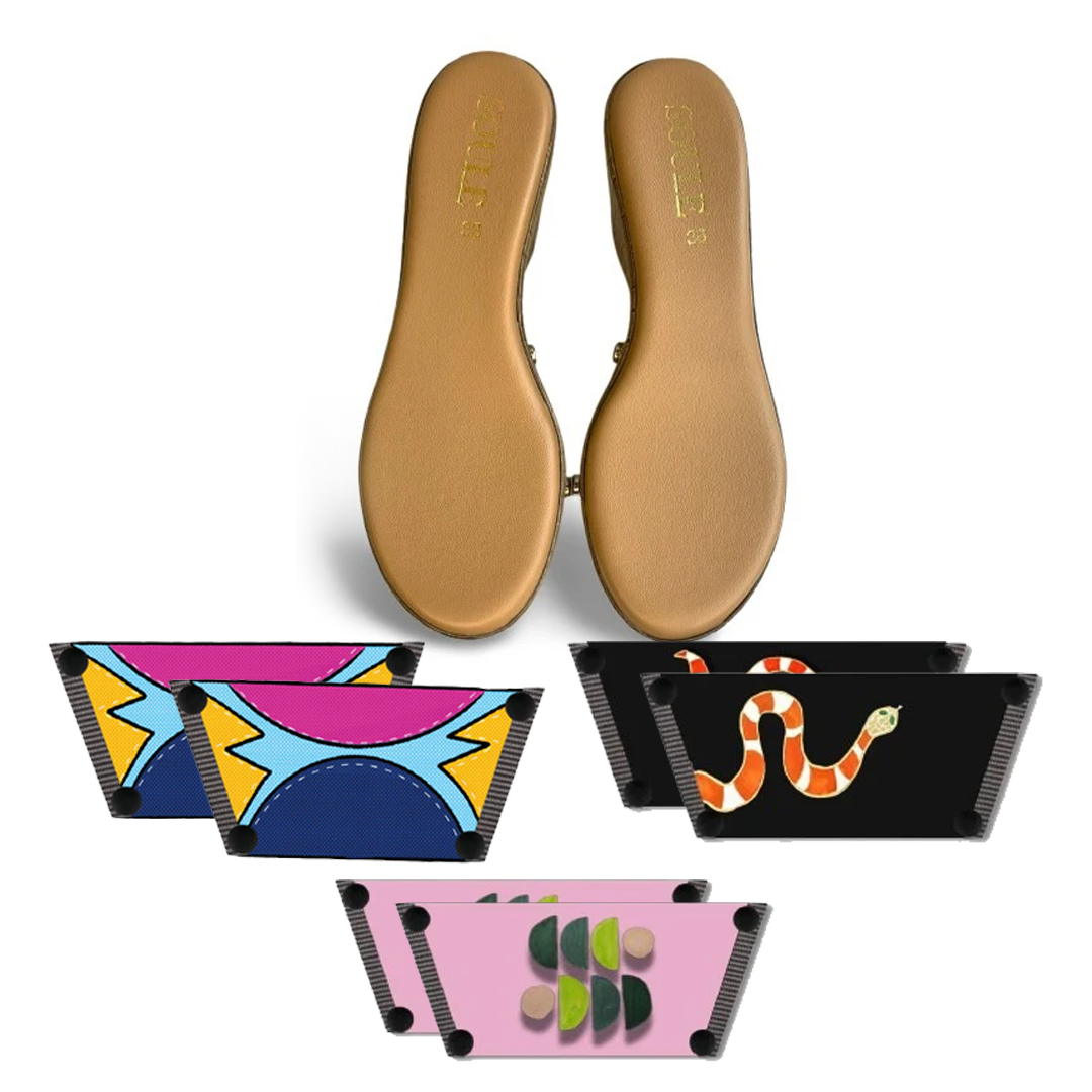 Cosmic Burst + Snake Charm + Serene Interchangeable  (1 sole + 3 straps)