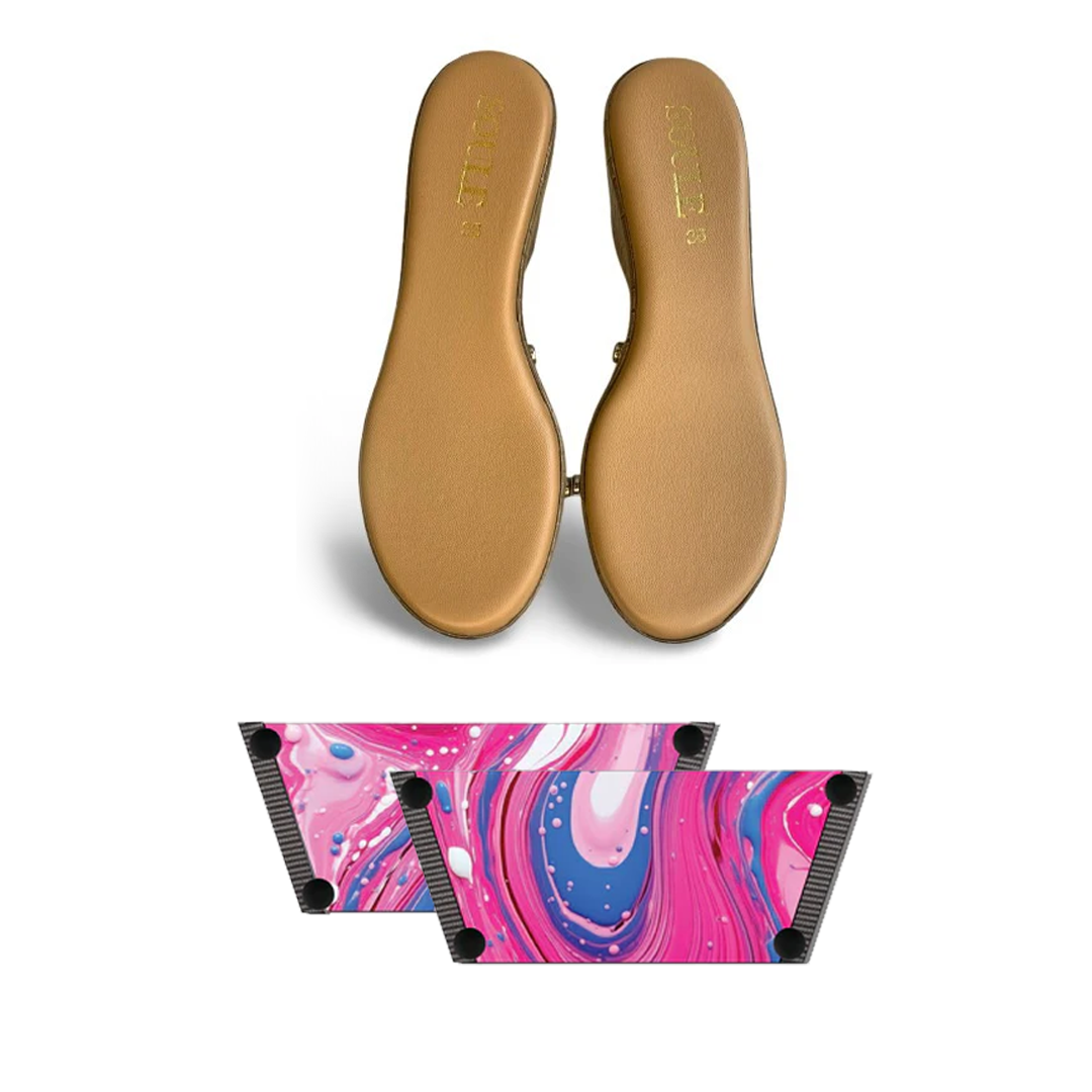 Pink Fluid Art Combo (1 sole + 1 strap)