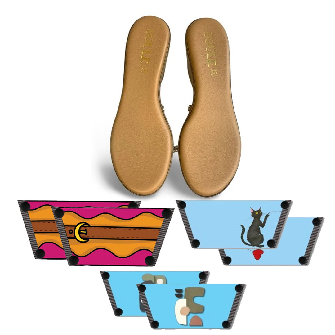 Retro Saddle + Purr fect Cat + Modern Muse (1 sole + 3 straps)