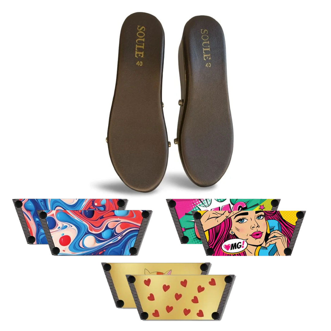Purr-fectly Adorable + OMG Chic + Playful Fluid Art (1 sole + 3 straps)