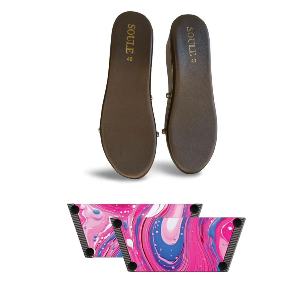 Pink Fluid Art Combo (1 sole + 1 strap)