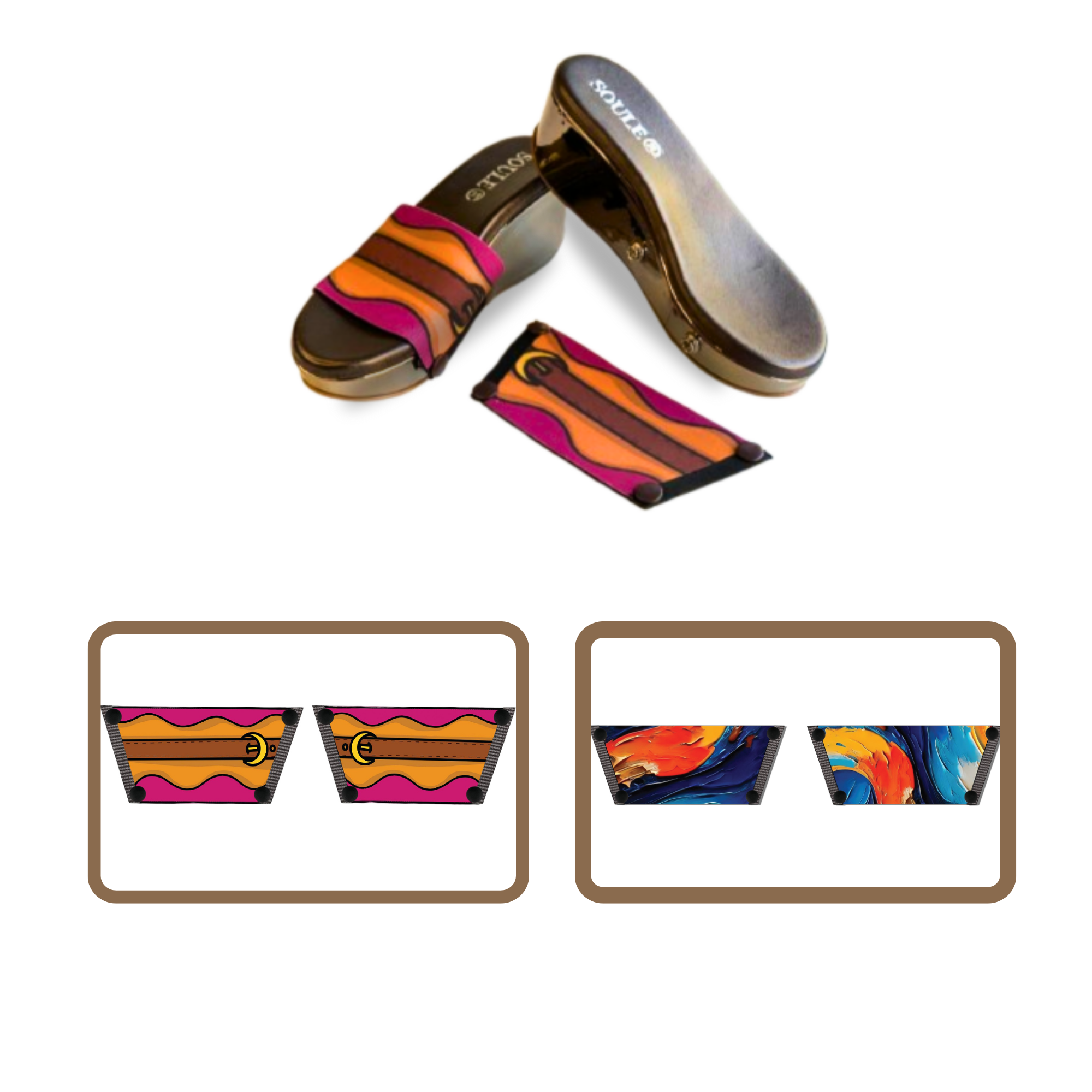 Bold Fluid + Retro Saddle  (1 sole + 2 straps)