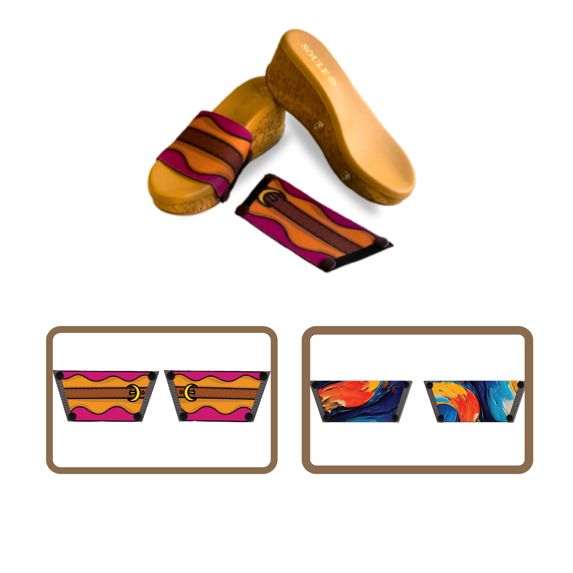 Bold Fluid + Retro Saddle  (1 sole + 2 straps)