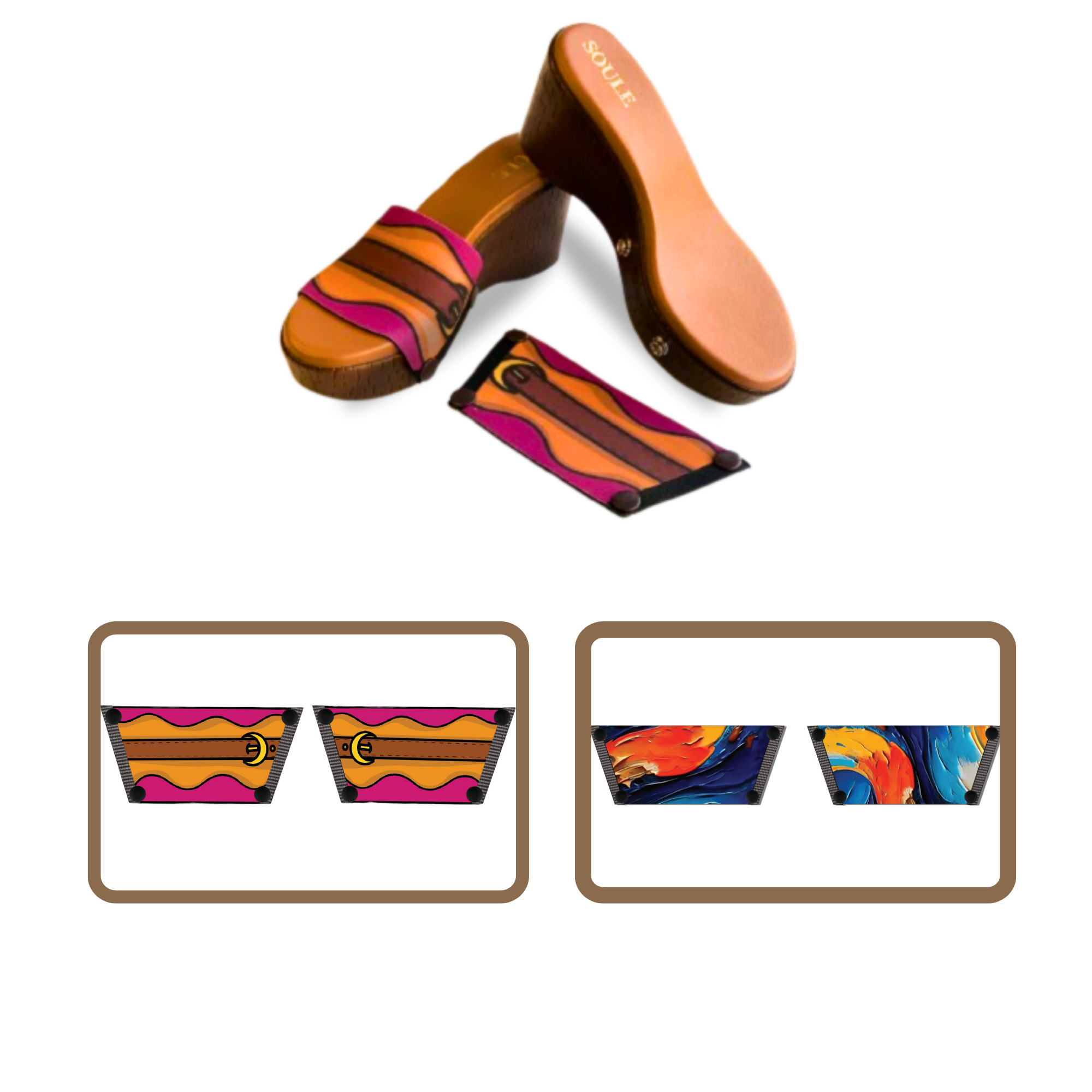 Bold Fluid + Retro Saddle  (1 sole + 2 straps)