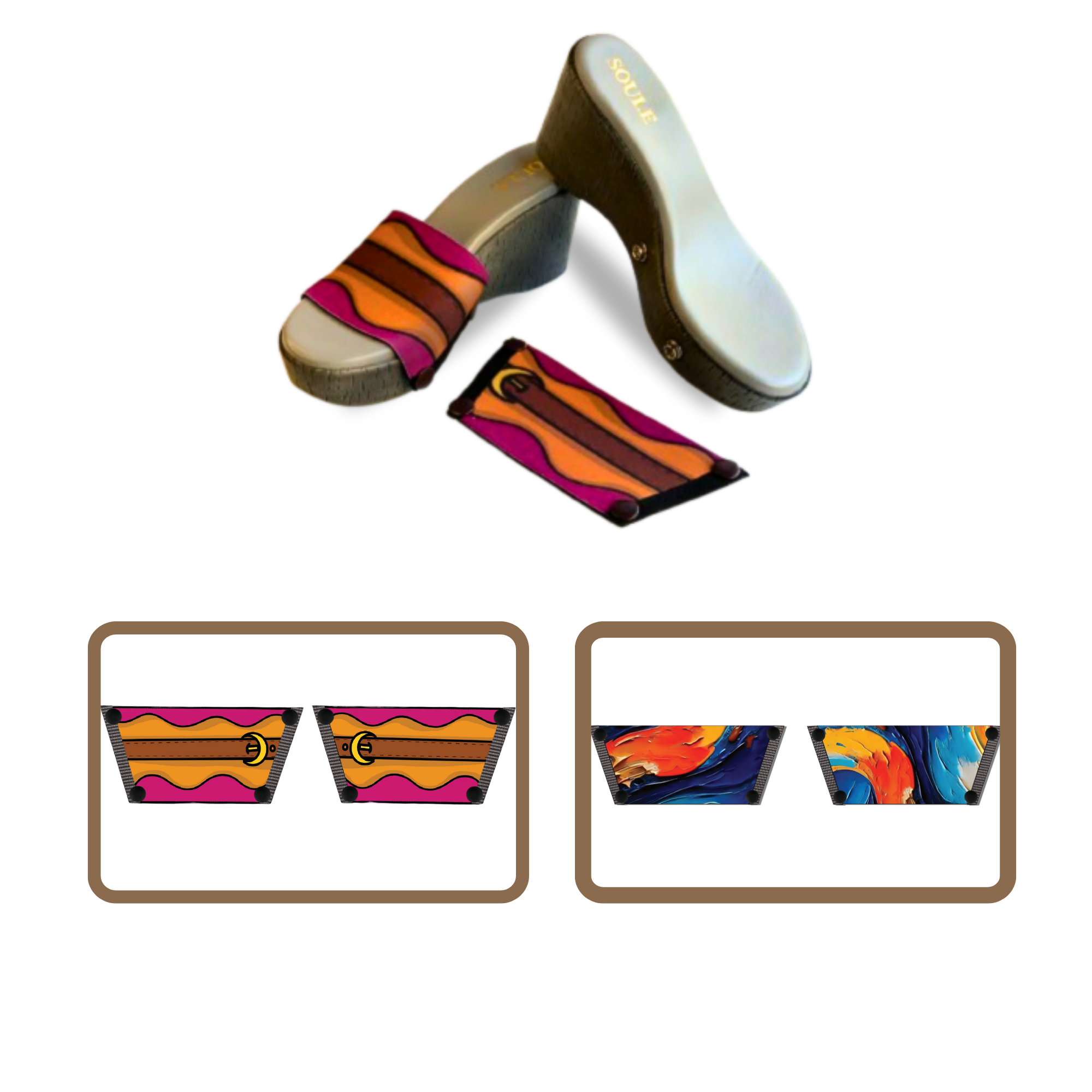 Bold Fluid + Retro Saddle  (1 sole + 2 straps)