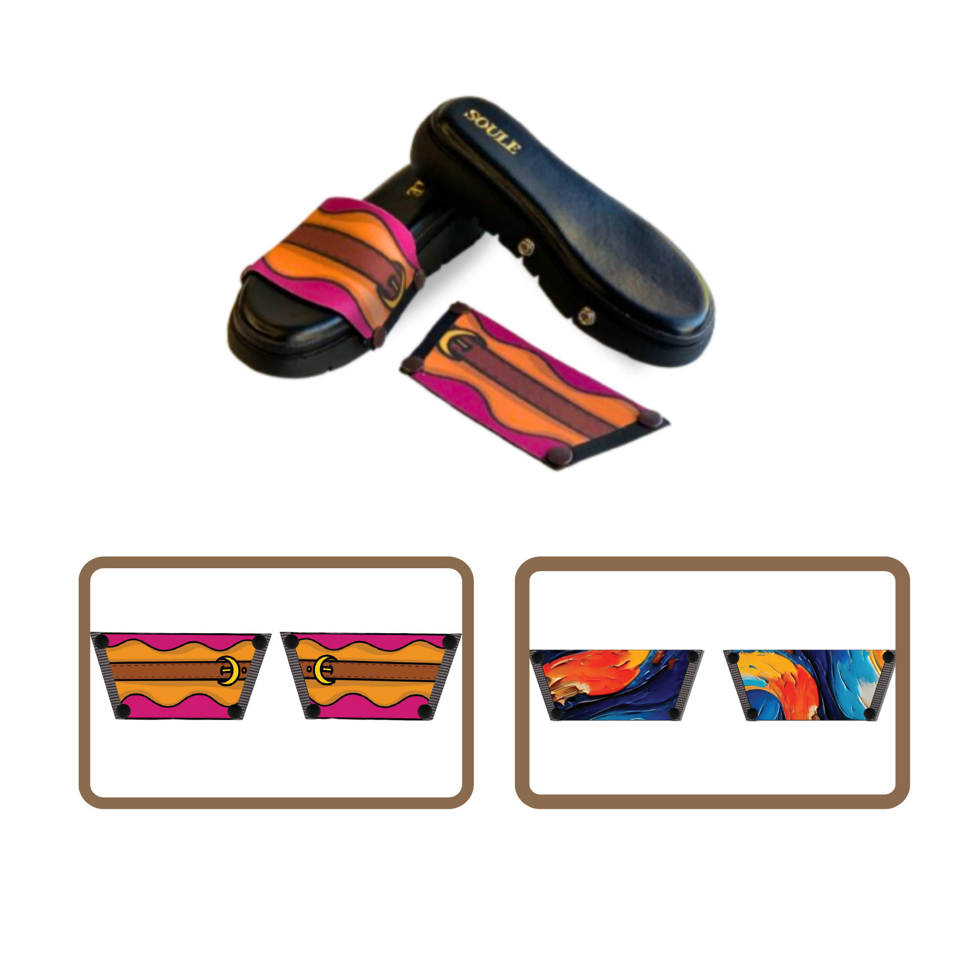 Bold Fluid + Retro Saddle  (1 sole + 2 straps)