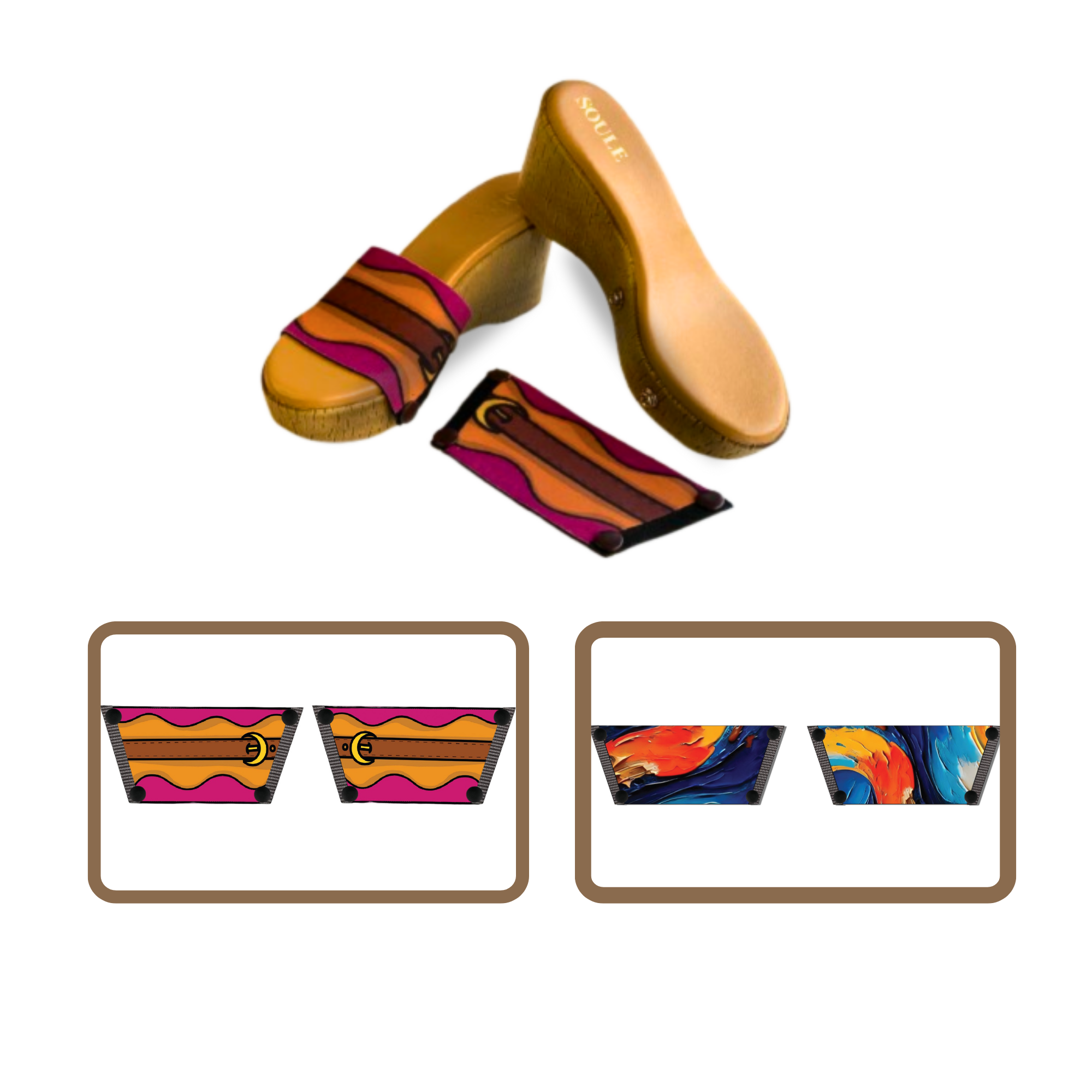 Bold Fluid + Retro Saddle  (1 sole + 2 straps)