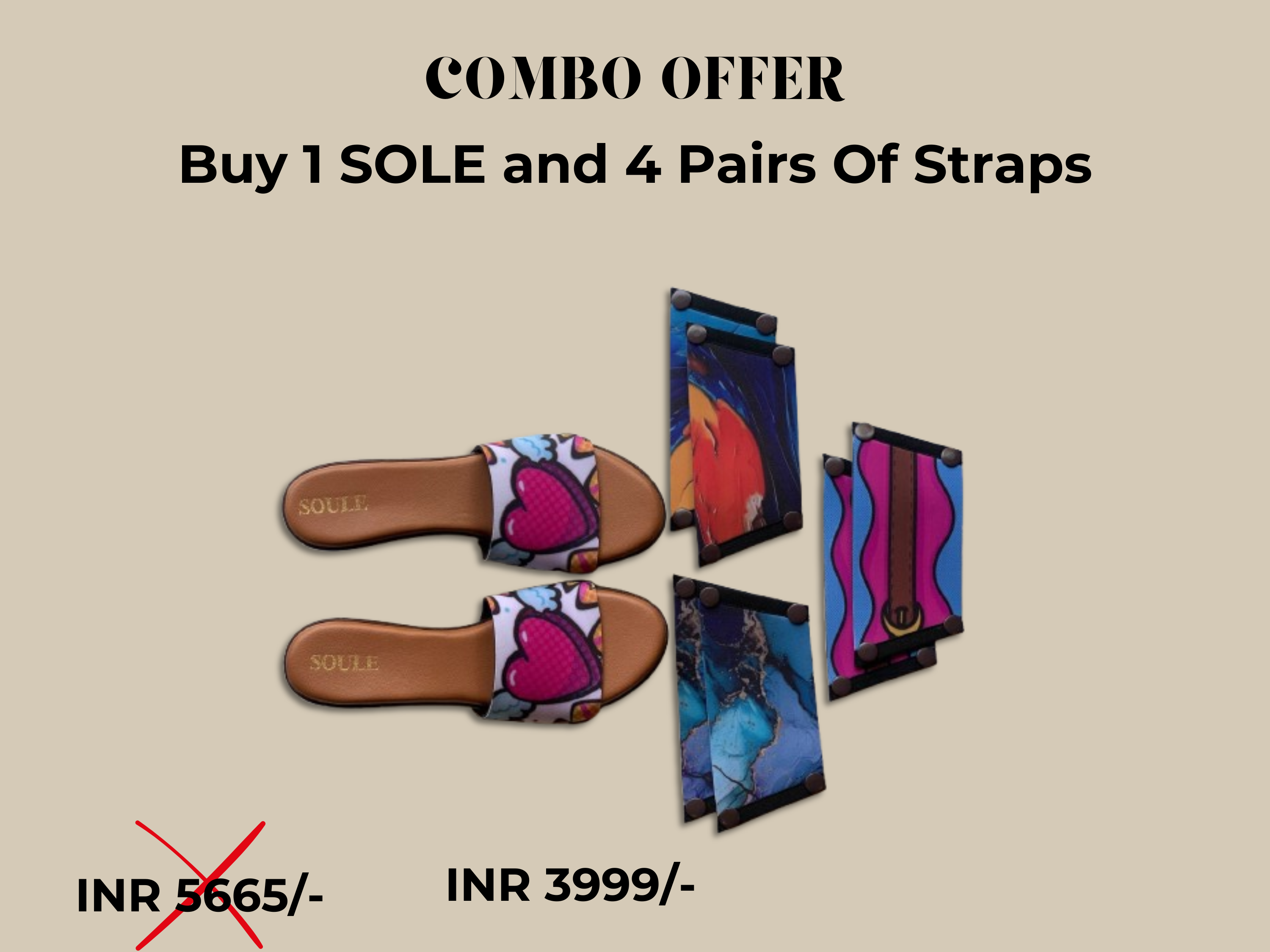 Brown Sole + 4 Straps