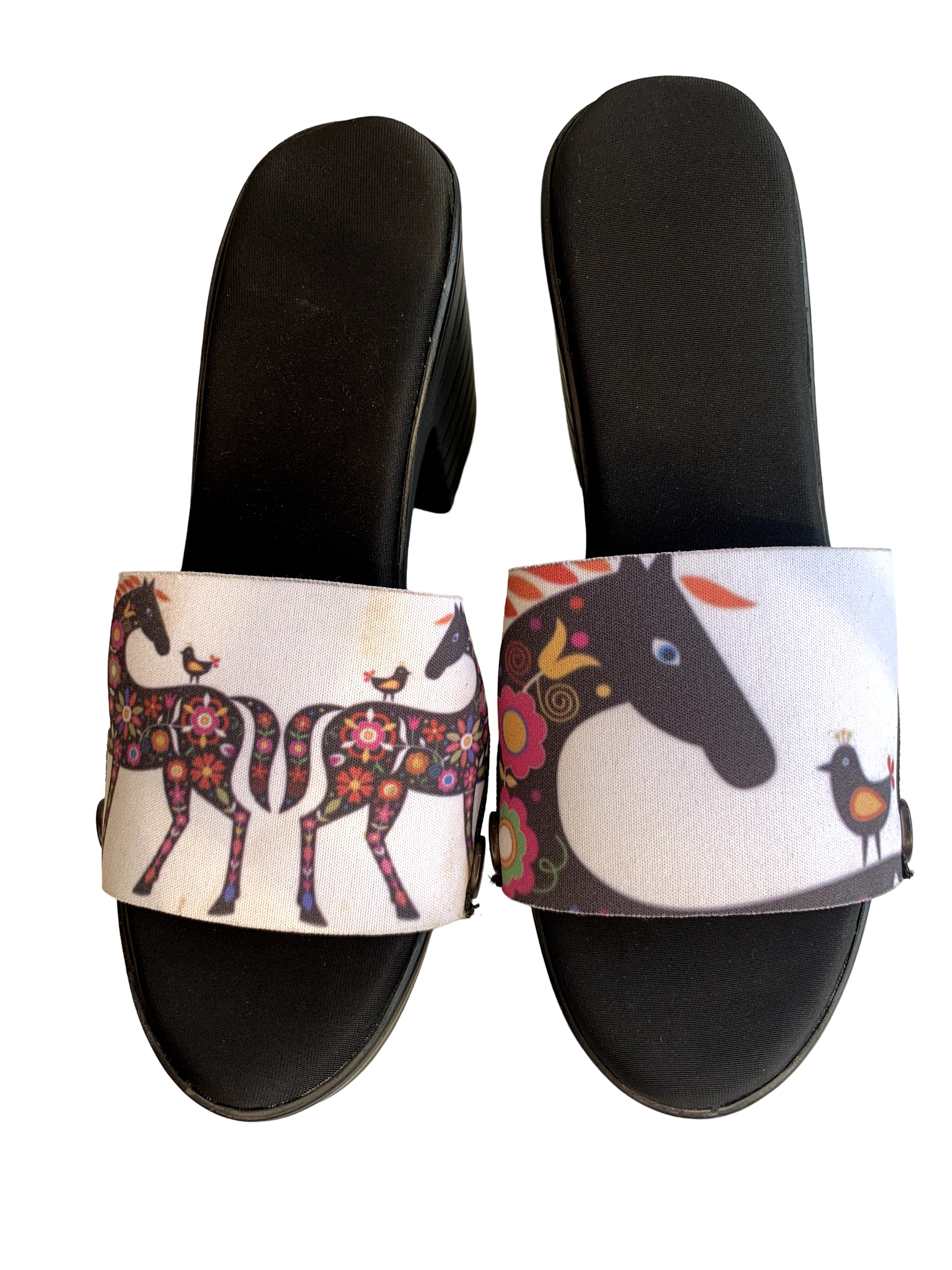 Folk Art Horses Women Shoes Strap