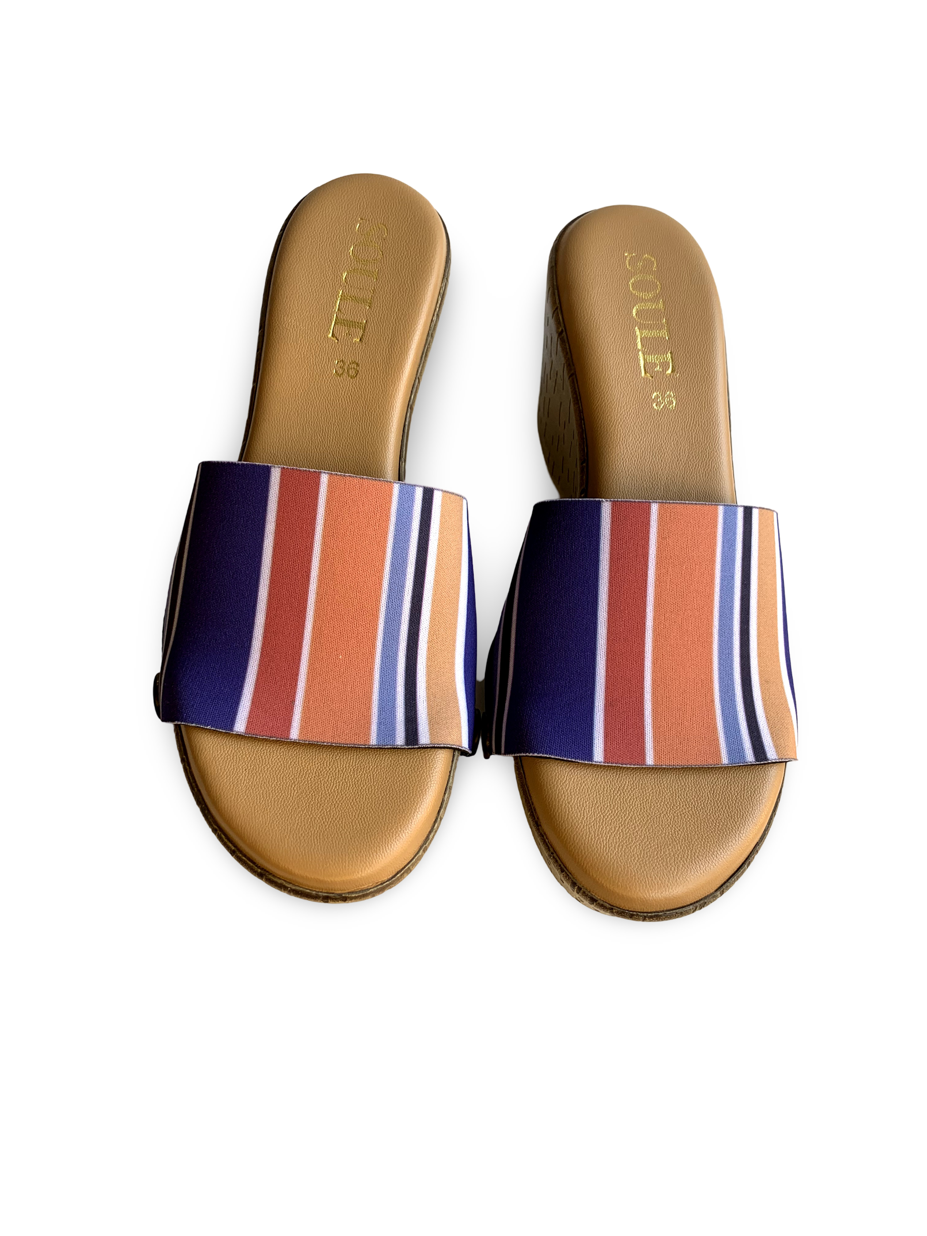 Vibrant Stripe Charm Women Shoes Strap