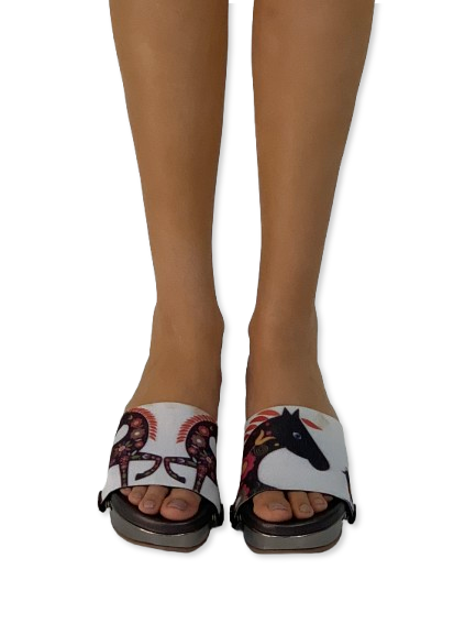 Folk Art Horses Women Shoes Strap