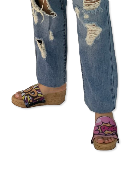 Pop Art Burst Women Shoes Strap