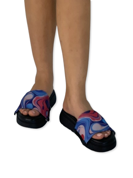 Playful Fluid Art Women Shoes Strap