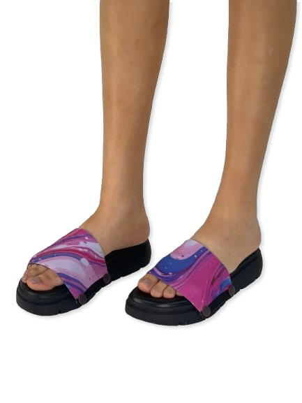 Pink Fluid Art Combo (1 sole + 1 strap)