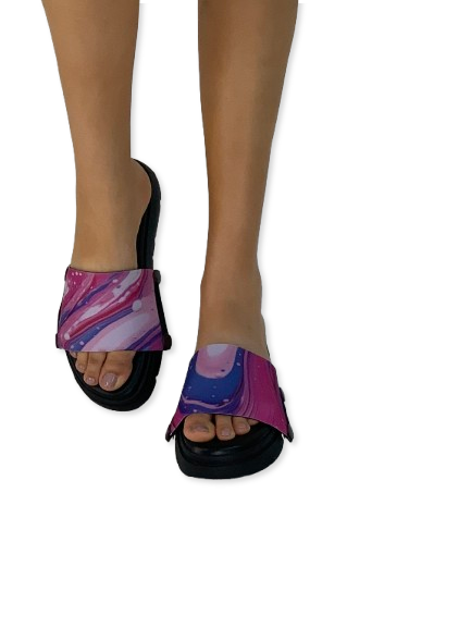 Pink Fluid Art Women Shoes Strap