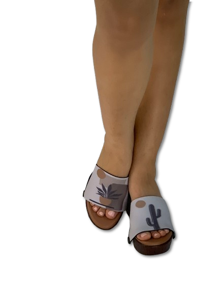 Playful Monkey + Aqua Saddle Groove + Desert Dream Modern Art  (1 sole + 3 straps)